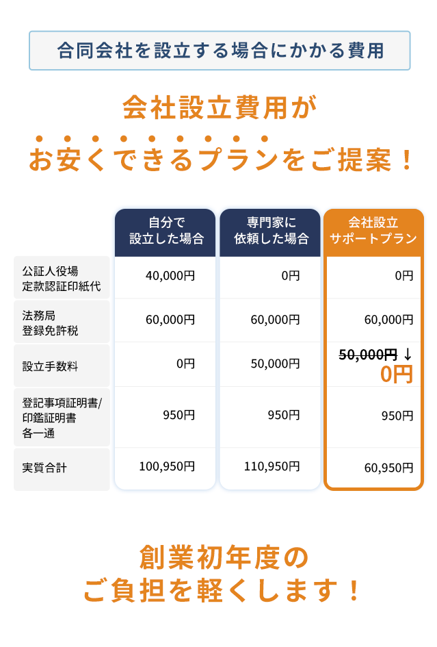 合同会社設立費用